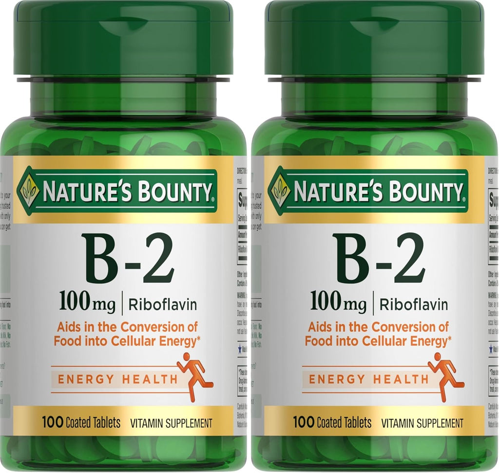 Nature's Bounty Vitamina B-2 100 mg, 100 Tabletas Recubiertas (Paquete de 5 de Ahorro)
