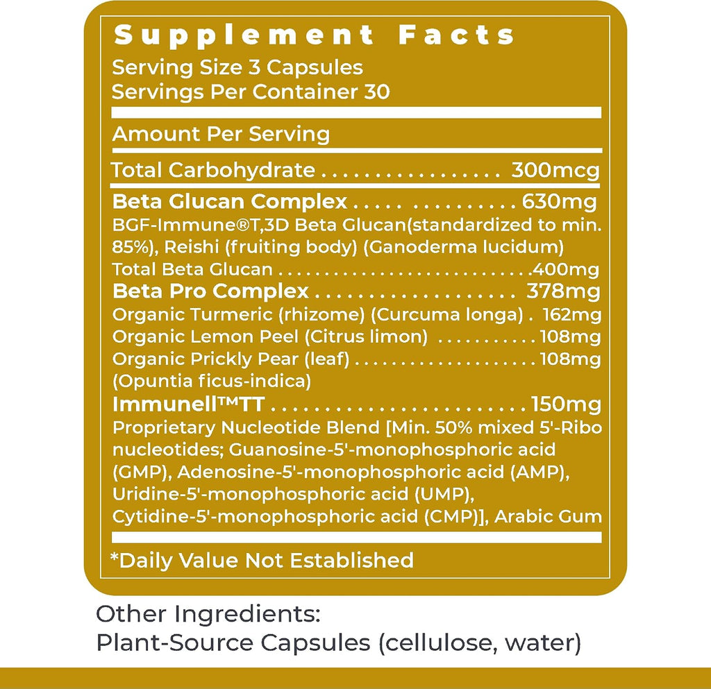 Premier Research Labs Nucleo Immune - Suplemento de Beta Glucano, Fitonutrientes, Tuna, Fibra - 90 Cápsulas