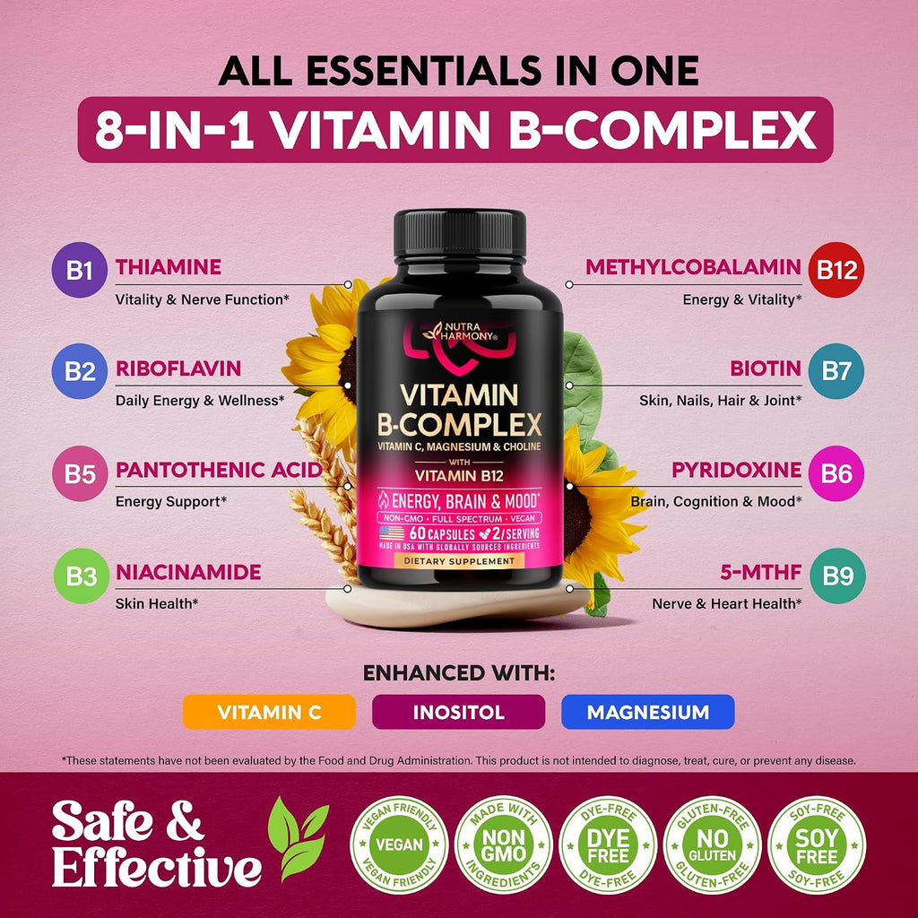 NUTRAHARMONY Complejo Vitamínico B 11-in-1 - 60 Cápsulas Veganas