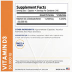 ForestLeaf Vitamina D3 50,000 UI | Suplemento de Vitamina D3 para Hombres y Mujeres | Salud Ósea, Dientes, Apoyo Inmunológico | Fácil de Tragar | Dosis Semanal, 240 Cápsulas (4 Años de Suministro)