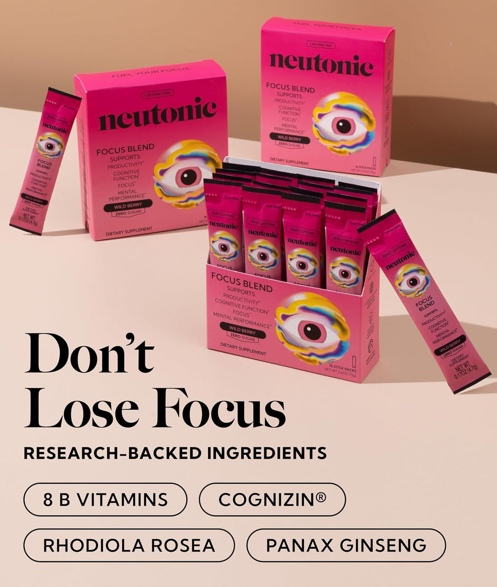 Neutonic Mezcla Nootrópica en Polvo - Sabor Wild Berry (16 sticks)