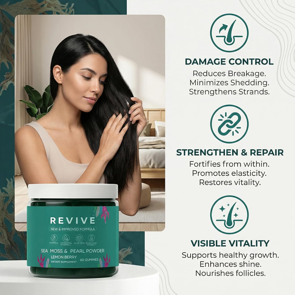 Balmbare Revive Gummies - Gominolas de Musgo Marino con Vitamina C y E, Aloe Vera y Perla - 60 Ud.