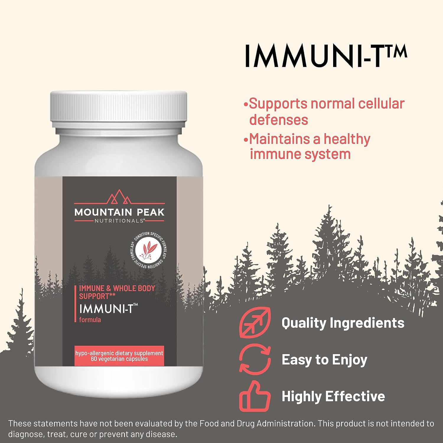 Immuni-T Advanced Immune Support - Suplemento para el Sistema Inmunitario con Vitamina C, A, Zinc y Mezcla de Hongos - 60 Cápsulas Vegetales