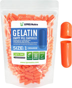 XPRS Nutra Cápsulas Vacías Tamaño 1 - 100 Cápsulas de Gelatina Bovina - Relleno DIY de Suplementos (Dorado)