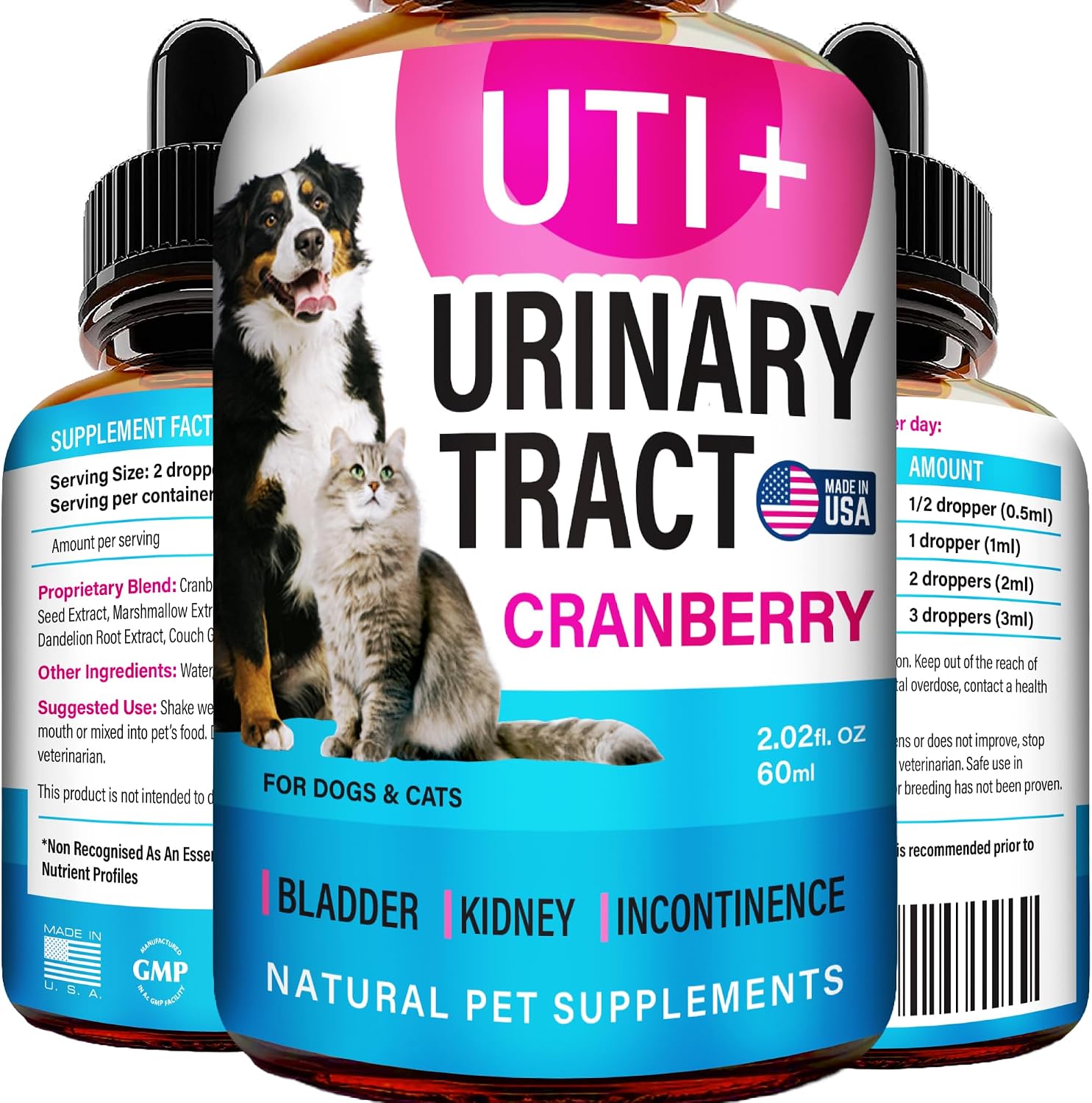 Adrenal Balance para Perros y Gatos - Tratamiento de Cushing, Apoyo Adrenal con Ashwagandha, Raíz de Regaliz, Rhodiola Rosea - 60ml Gotas Herbales