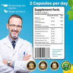 Welldiet 10-in-1 Cortisol Supplement with Magnesium, Ashwagandha, Chamomile, L-Theanine, St. John's Wort, Rhodiola – 60 Cápsulas