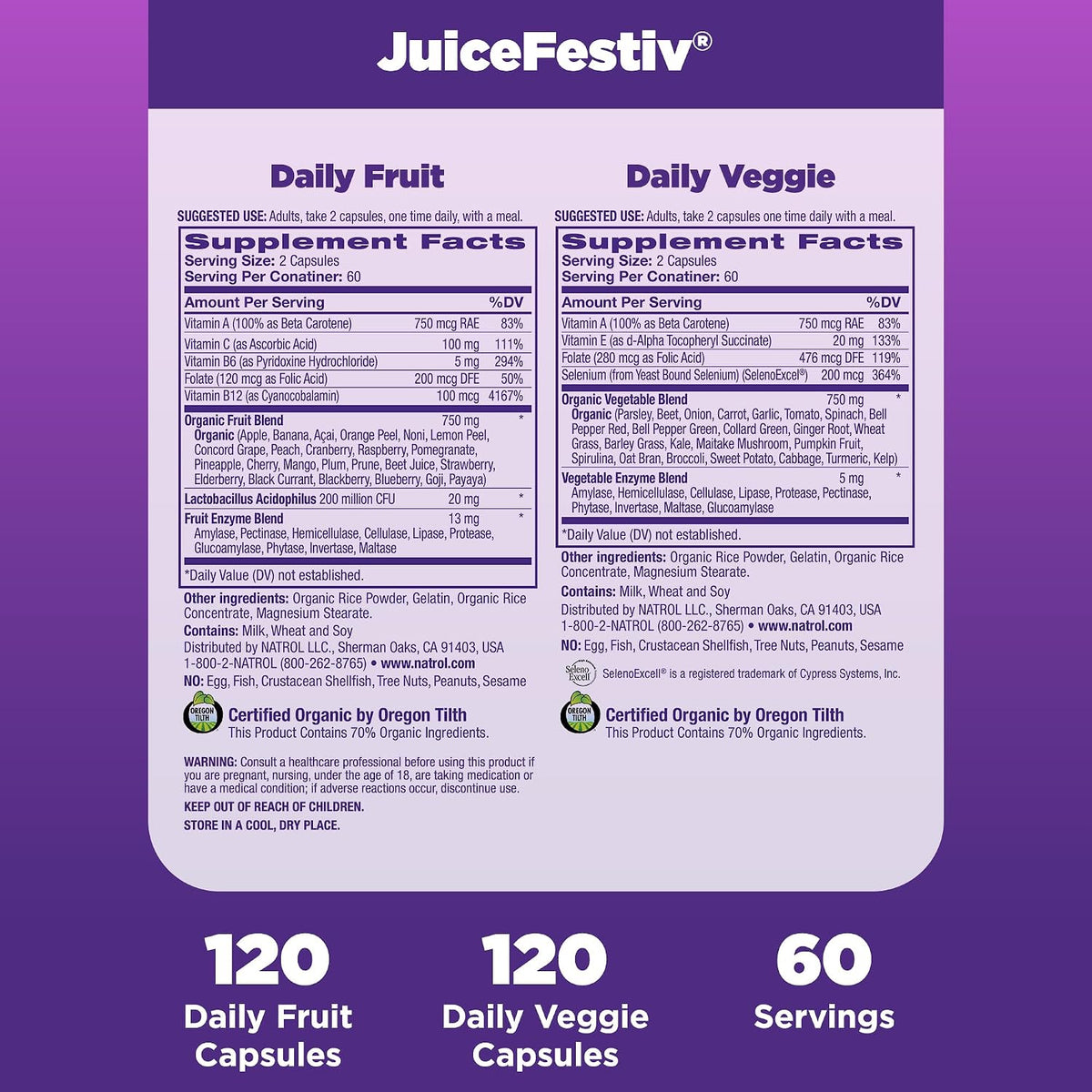 Natrol JuiceFestiv Frutas y Verduras - 120 – Probióticos y enzimas digestivas: incluyen lactobacillus y amilasa, – Image 4