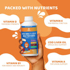 Amore Life Multivitamínico Líquido para Niños - Vitaminas A, D, E, B1 con Aceite de Hígado de Bacalao - Sabor Naranja - 473 ml