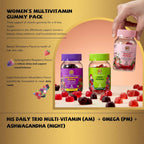 Women's Multivitamin Gummy Pack, 3 Support for Hair Skin Nails Sleep Daily Health, Vitamins A, D, C, E, Biotin, Ashwagandha, Folic Acid, Adult Chewable Vitamin, Berry Flavor, 15 Day Supply - 90 Count
