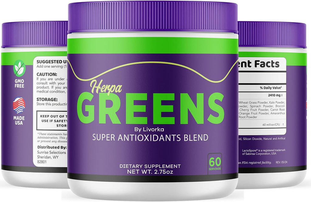 Herpa Greens Powder (Pack de 2) – Fórmula Avanzada en Tarro, 60 Servicios por Tarro