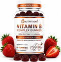 O NUTRITIONS Complejo B en Gominolas para Mujeres y Hombres - Vitamina B12, Biotina, Folato, Vitamina C - Energía, Estado de Ánimo, Memoria - Cabello, Piel y Uñas - Gominolas Veganas de Fresa, 60 unidades