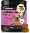 Suplemento Multivitamínico 10 en 1 para Perros con Glucosamina y Probióticos - Apoyo para Articulaciones y Cadera, Salud Digestiva, Inmunidad, Corazón y Piel - Vitaminas Diarias y Omega-3 (Sabor a Mantequilla de Maní, 90 unidades)