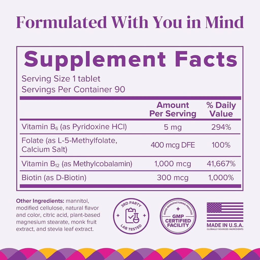 BariMelts Vitamin B12 Plus, 90 Comprimidos de Disolución Rápida (Suministro para 3 Meses)