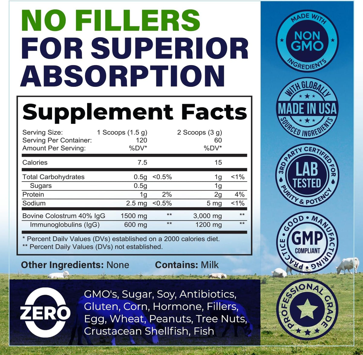 Bovine Colostrum Powder Supplement (3000mg + – Factores de crecimiento: Participan en la reparación y crecimiento – Image 2