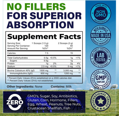 Bovine Colostrum Powder Supplement (3000mg + – Factores de crecimiento: Participan en la reparación y crecimiento – Image 2