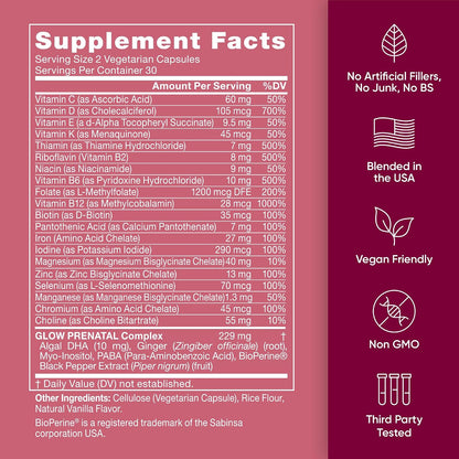 Eu Natural Glow Vitaminas Prenatales para – DHA vegano: El DHA contribuye al mantenimiento normal de la función – Image 6