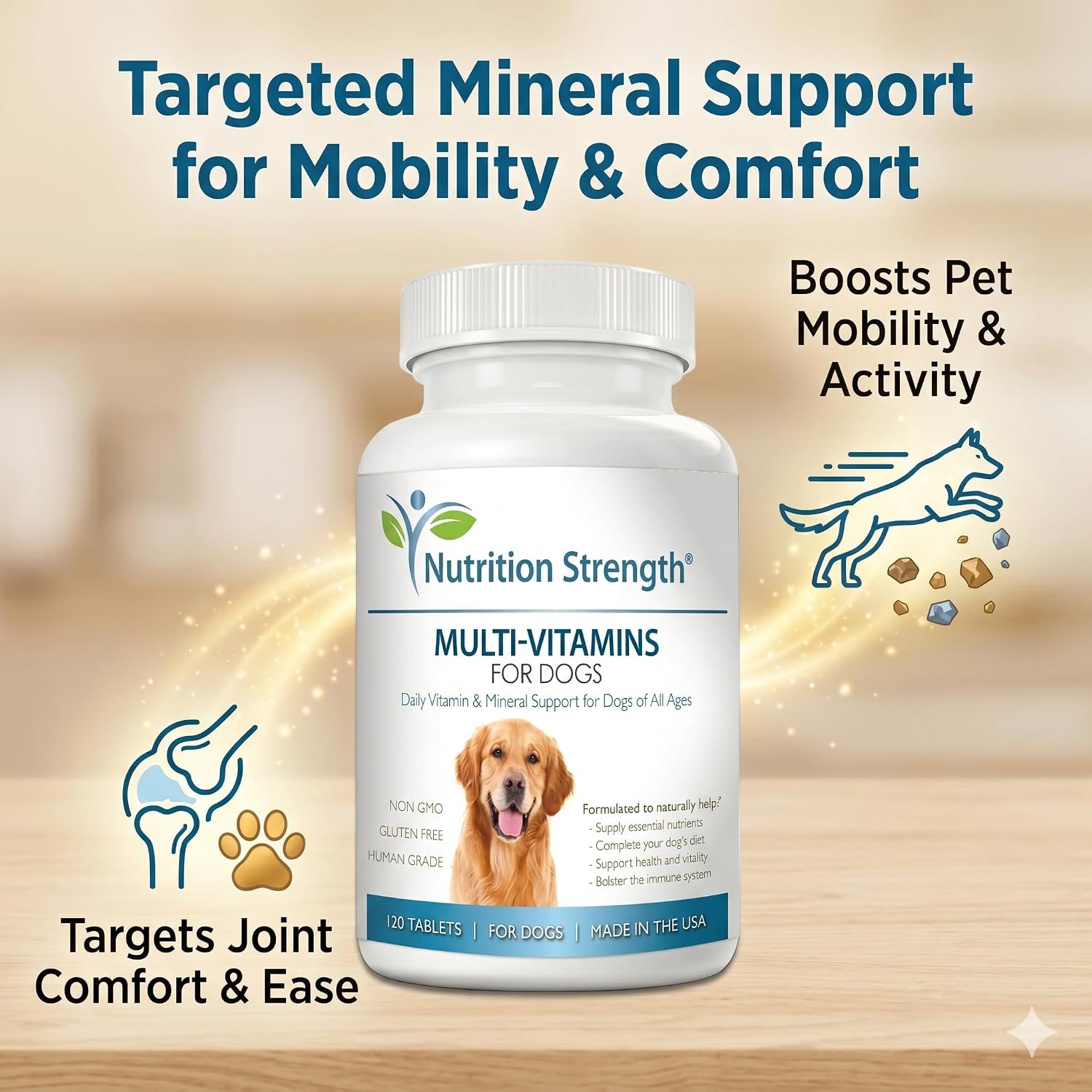 Multivitamínicos para perros, apoyo vitamínico y mineral diario, suplemento nutricional para todas las razas y tamaños, promueve la salud inmunológica, 120 comprimidos masticables