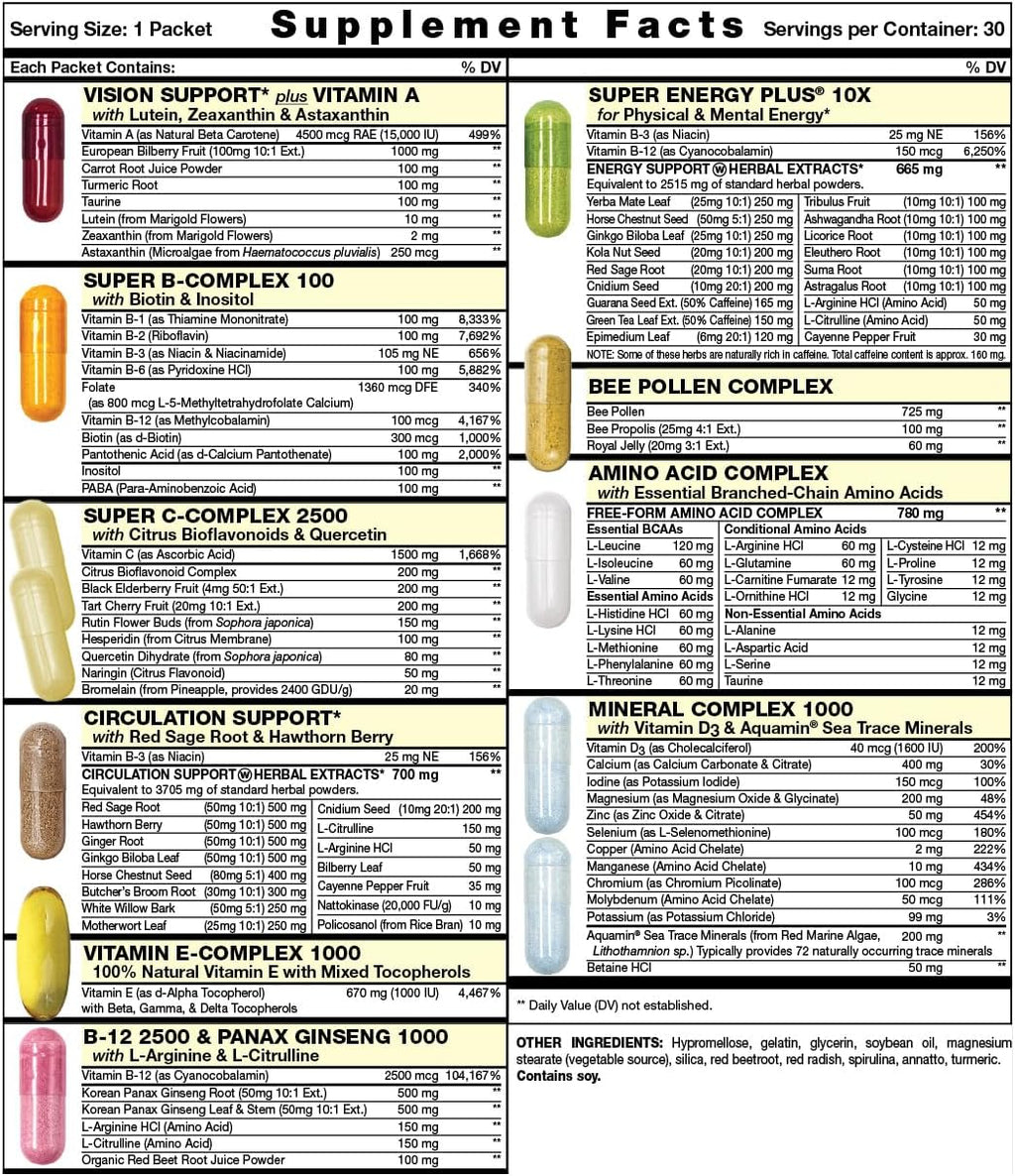 Super Start Pack Multivitamínico Diario - Energía y Resistencia - 30 Sobres