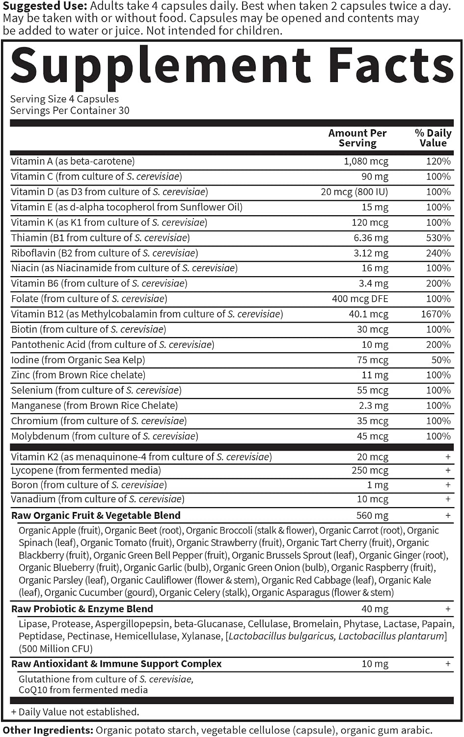 Garden of Life Vitamin Code Multivitamínico Integral para Hombres, 120 Cápsulas