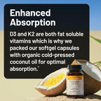 NatureWise Vitamina D3 5000UI + K2 (MK7) 100mcg con Aceite de Coco Orgánico Virgen Extra - 90 Cápsulas Blandas
