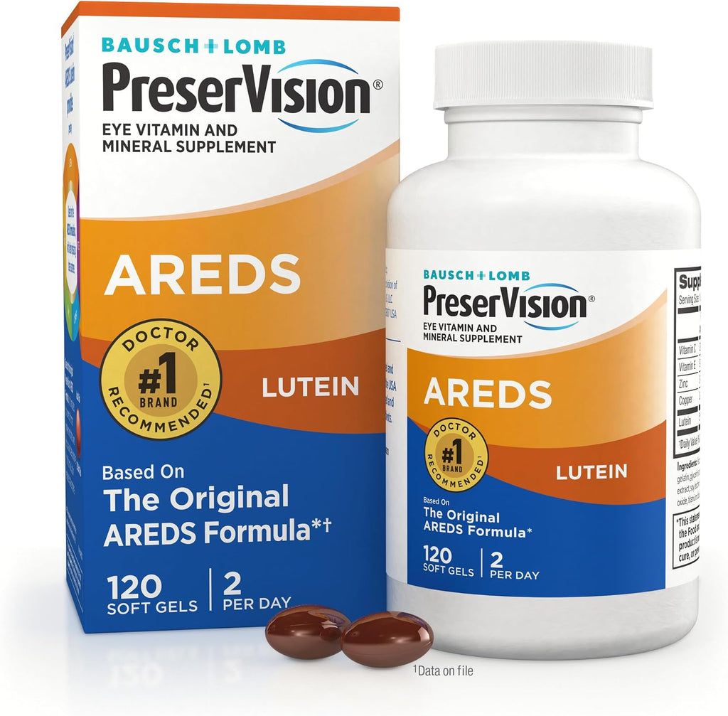 PreserVision AREDS Lutein – Ocular Multivitamin with Lutein, Vitamins C and E, Zinc, and Copper, 120 Softgels