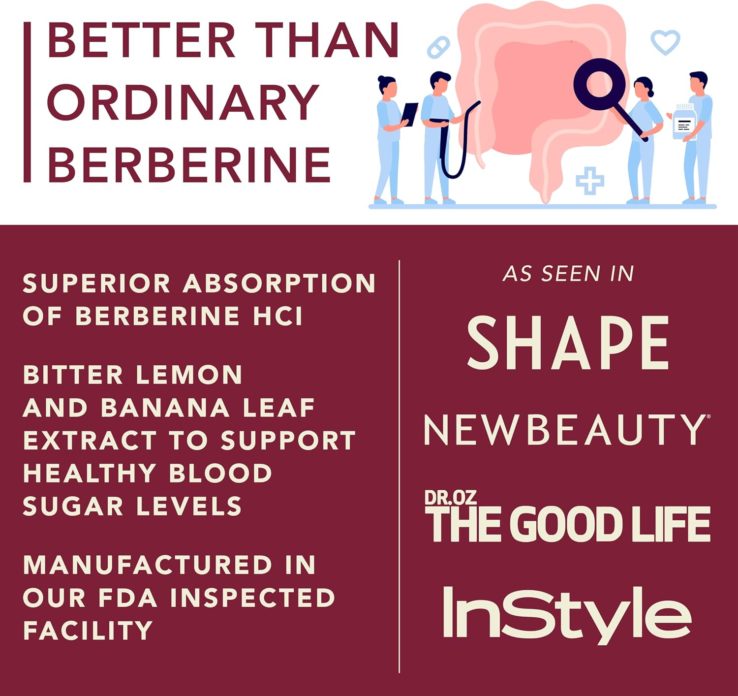Berberine Supplement - 10xHigher Absorption Berberine HCI Complex with Bitter Lemon & Banaba Leaf - Cholesterol & Metabolic Support - 60 Capsules Non-GMO