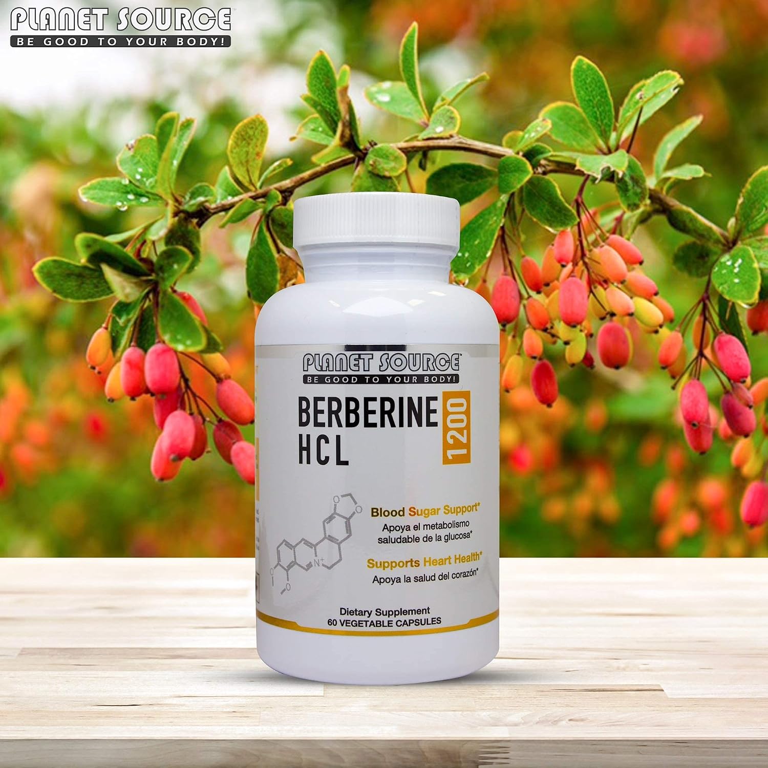 Planet Source Berberine HCl 1200 mg - 60 Cápsulas