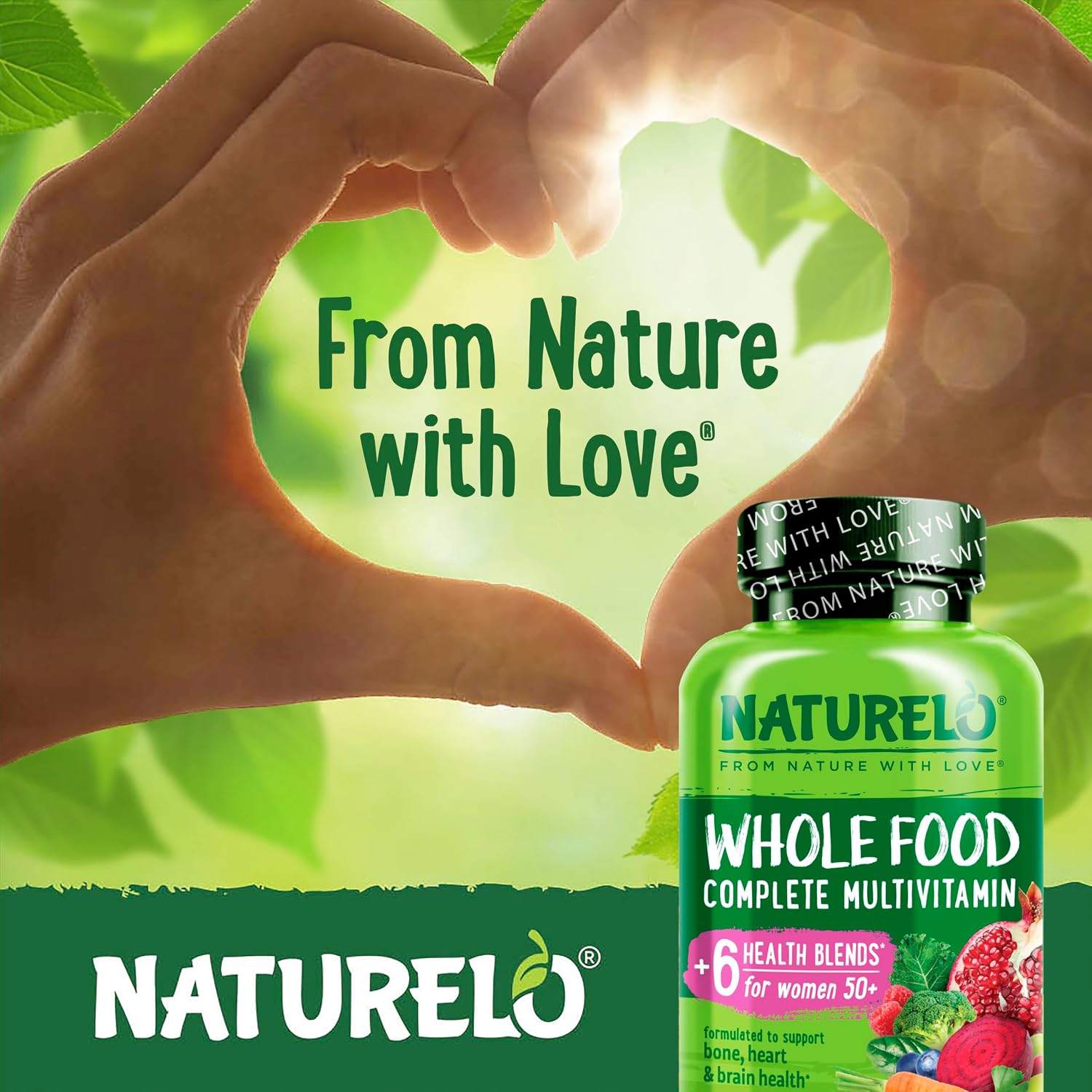 NATURELO Multivitamínico Integral para Mujeres 50+ (Sin Hierro) - 120 Cápsulas Veganas