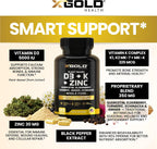 X Gold Health Complejo 8 en 1 con Vitamina D3, K2, K1, Zinc, Quercetina, Saúco, Cúrcuma, Jengibre y Equinácea - 120 Cápsulas Veganas