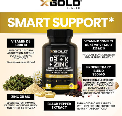 X Gold Health Complejo 8 en 1 con Vitamina – Zinc: Contribuye al funcionamiento normal del sistema inmunitario y a – Image 3