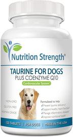 Nutrition Strength Taurina para Perros con Coenzima Q10 - Apoyo Cardíaco - 120 Comprimidos Masticables