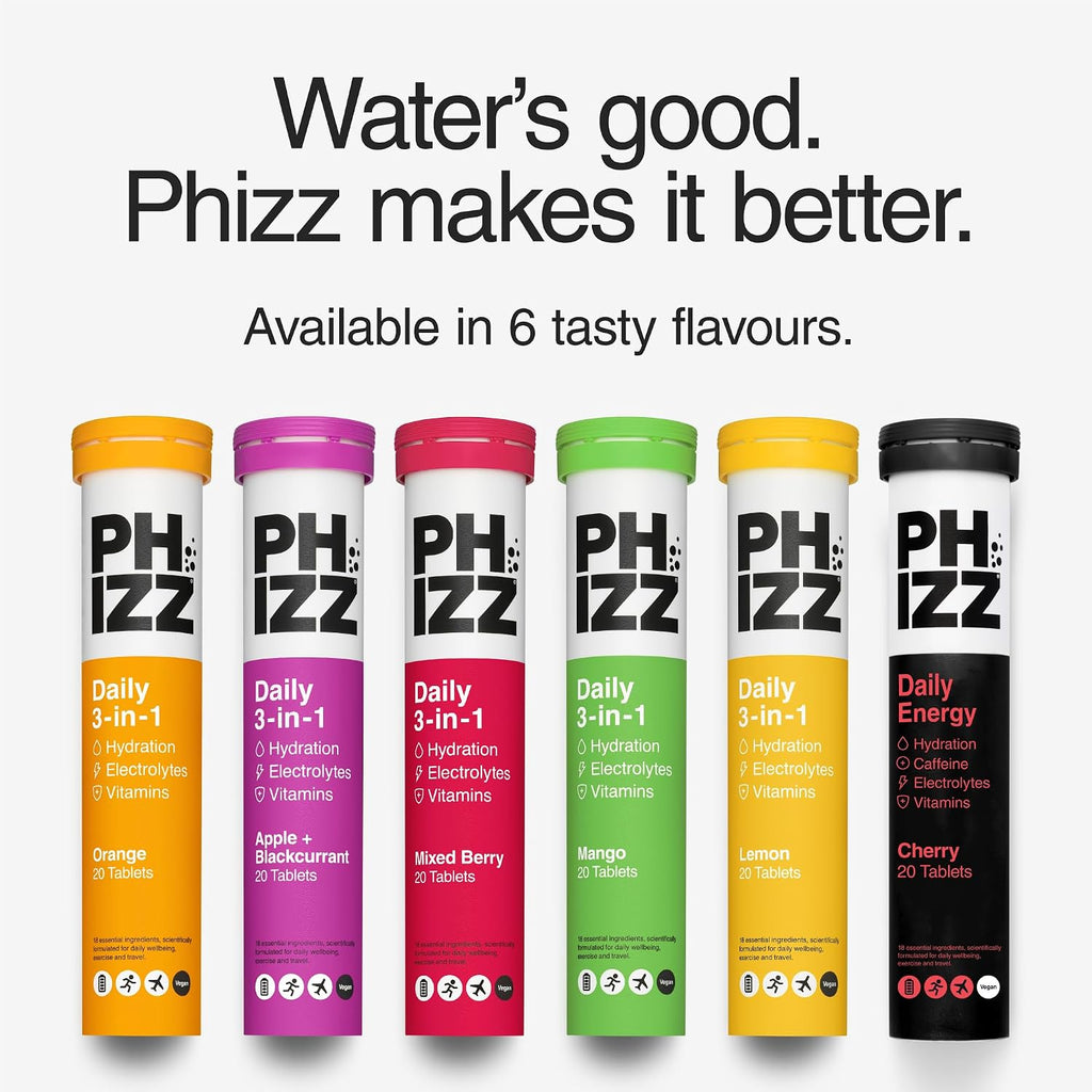 Phizz Electrolyte Multivitamin Rehydration Tablets - 19 Vitaminas y Minerales, Naranja (20 Comprimidos)