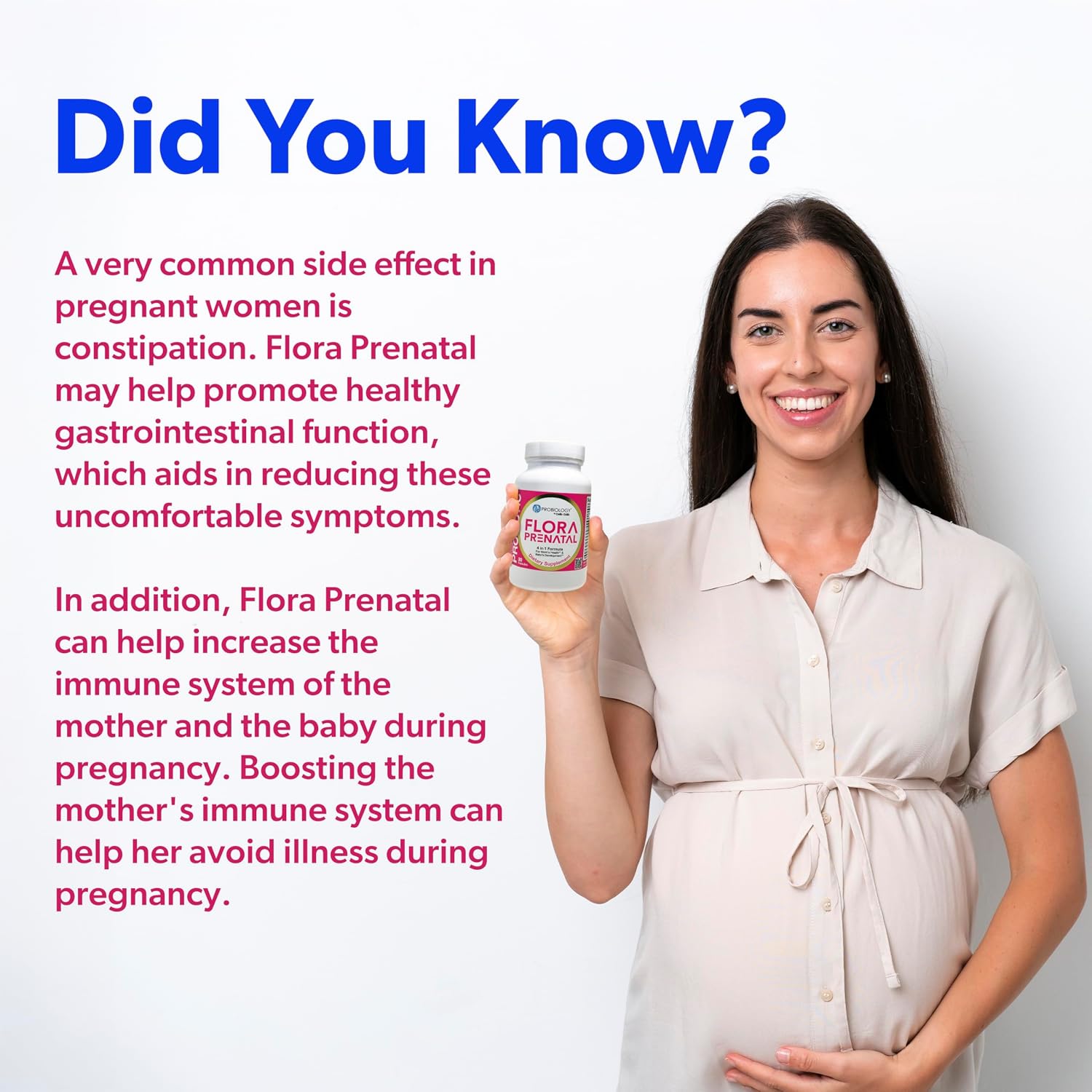 belle+bella Probiology Flora Prenatal Cápsulas - Probiótico y Prebiótico con Ácido Fólico para Embarazo y Postparto - 30 Cápsulas