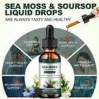 (2 Pack) Gotas Líquidas de Sea Moss con Aceite de Nigella, Soursop y Algas Irish Moss