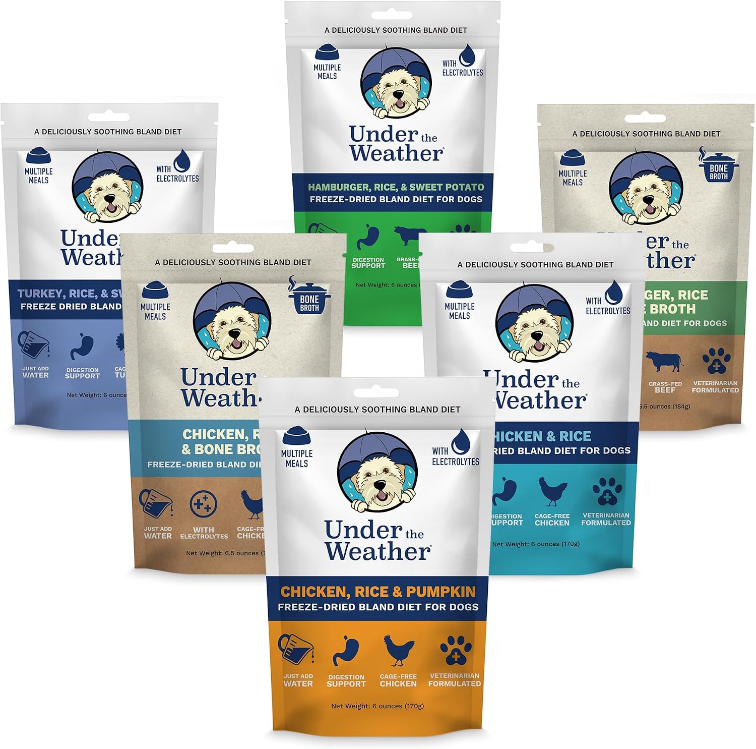 Under the Weather Dieta Blanda para Perros - 6 Paquetes Multisabor - 170g cada uno