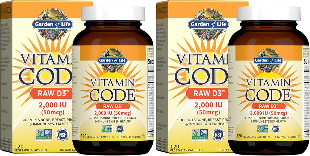 Garden Of Life Vitamin Code - Vitamin D3 2000 IU Raw con Chlorella y Probiotics - 120 Cápsulas Vegetarianas