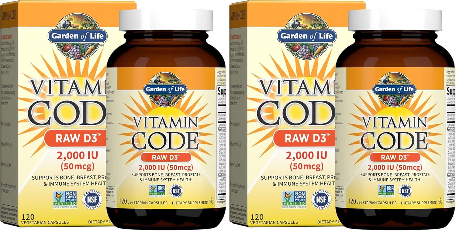 Garden Of Life Vitamin Code - Vitamin D3 2000 IU Raw con Chlorella y Probiotics - 120 Cápsulas Vegetarianas