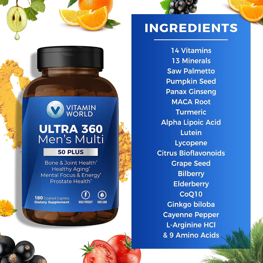 Vitamin World Ultra 360 Multivitamin for Men 50 Plus – 180 Caplets