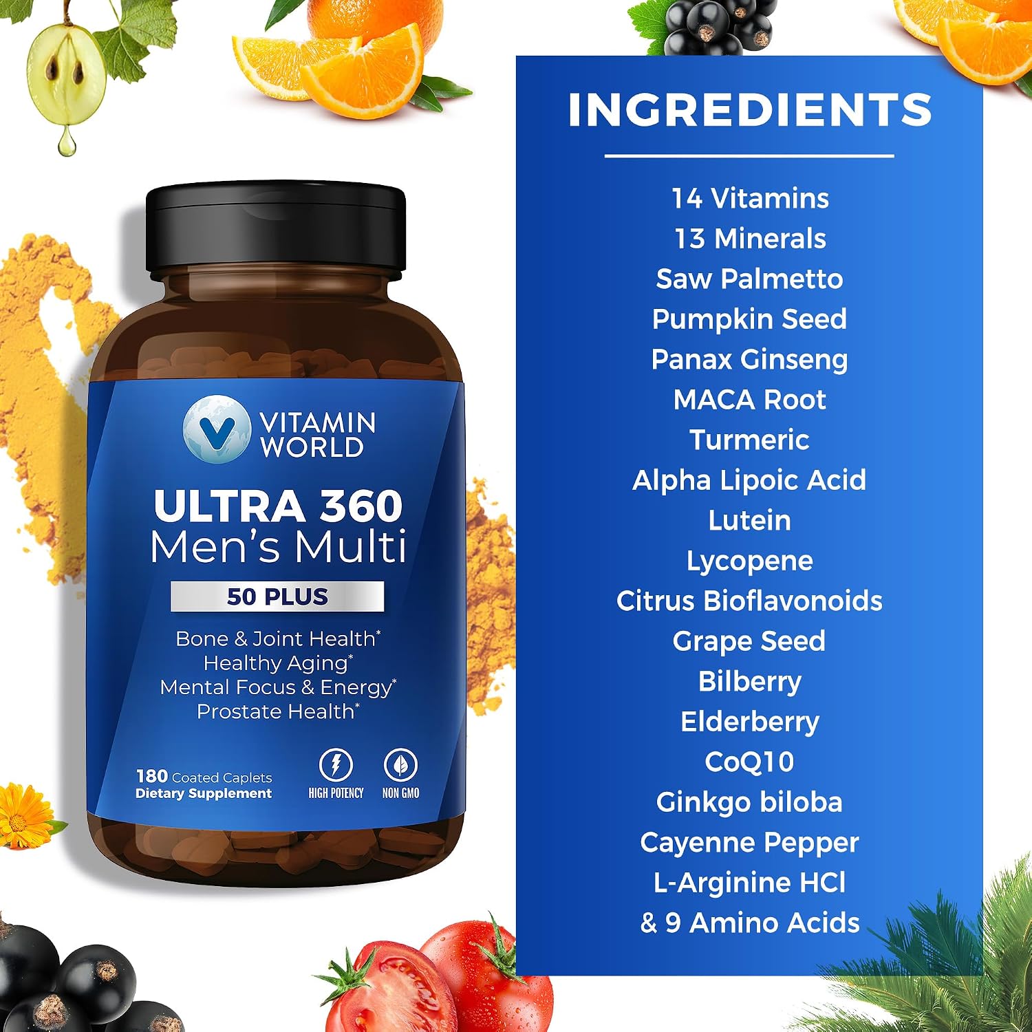 Vitamin World Ultra 360 Multivitamin for Men 50 Plus – 180 Caplets