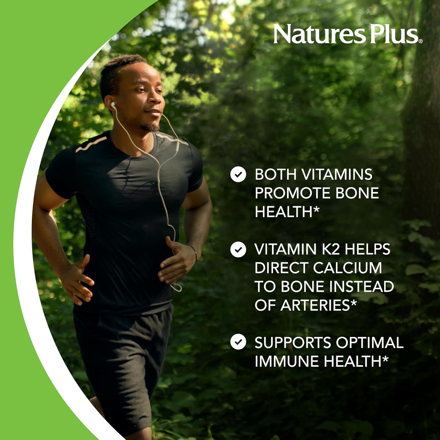 NaturesPlus Vitamina D3 y K2 - 90 Comprimidos - Vegetariano, Sin Gluten