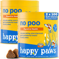 Happy Paws No Poo Chews para Perros – Disuasivo de Coprofagia con Probióticos, Calabaza y Enzimas – Orgánico, Vegano, Sabor a Carne – 200 unidades