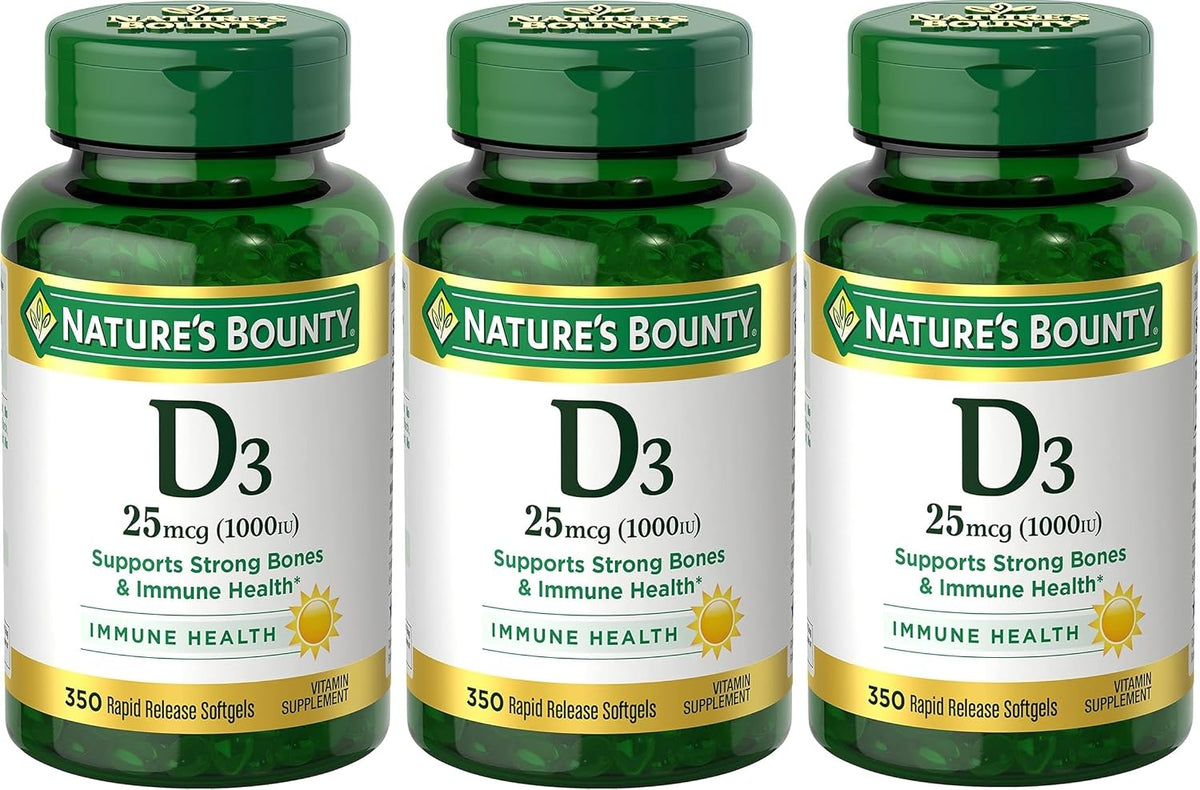 Nature's Bounty Vitamina D3 1000 IU | 350 – Absorción de calcio y fósforo: La vitamina D contribuye a la absorción – Image 1