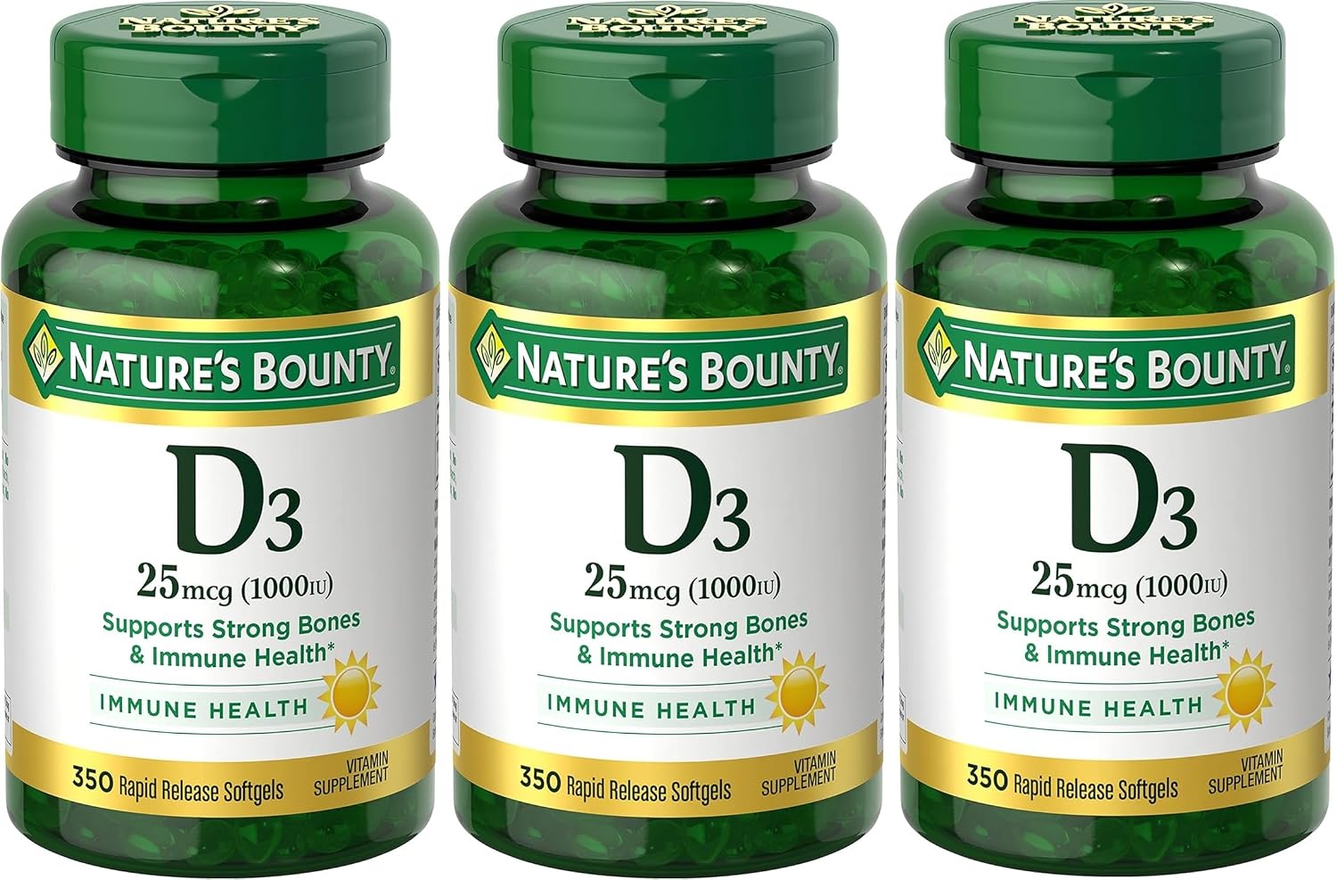 Nature's Bounty Vitamina D3 1000 IU | 350 Cápsulas Blandas