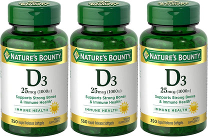 Nature's Bounty Vitamina D3 1000 IU | 350 – Absorción de calcio y fósforo: La vitamina D contribuye a la absorción – Image 1