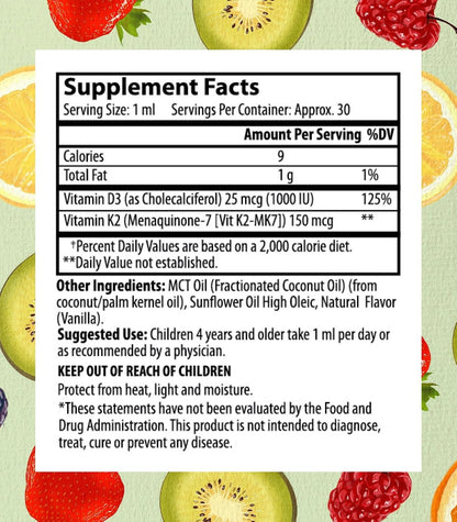 Go Healthy Kids Vitamin D3 K2 (MK-7) Gotas Líquidas Veganas para Niños - Sabor Vainilla - 30 Dosis – Image 5
