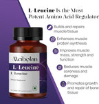 Meibotan L-Leucina Pura 2000mg - Recuperación Muscular, No GMO y Vegano - 120 Cápsulas Vegetarianas