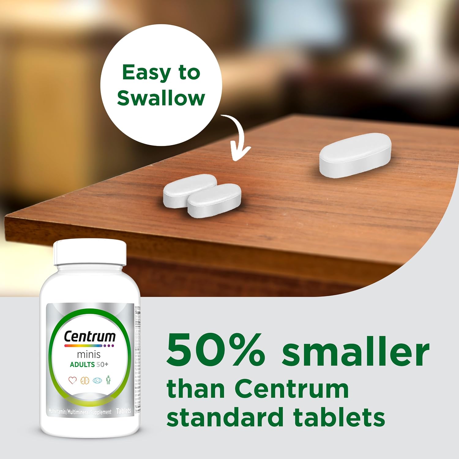 Centrum Minis Silver Multivitamínico para Adultos 50+ - 320 Comprimidos