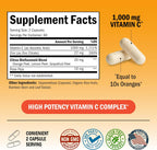 BioSchwartz Complejo de Vitamina C - 1000 mg con Escaramujo, Zinc y Bioflavonoides Cítricos, 120 Cápsulas