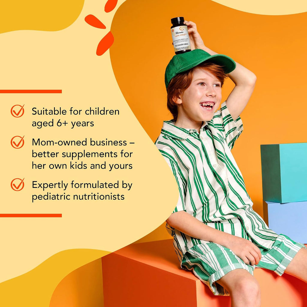 I’m Nutrients Calm Mind | Suplemento para Niños con Azafrán, Magnesio, Vitamina B6 y Zinc | Sabor Natural | 60 Comprimidos Masticables