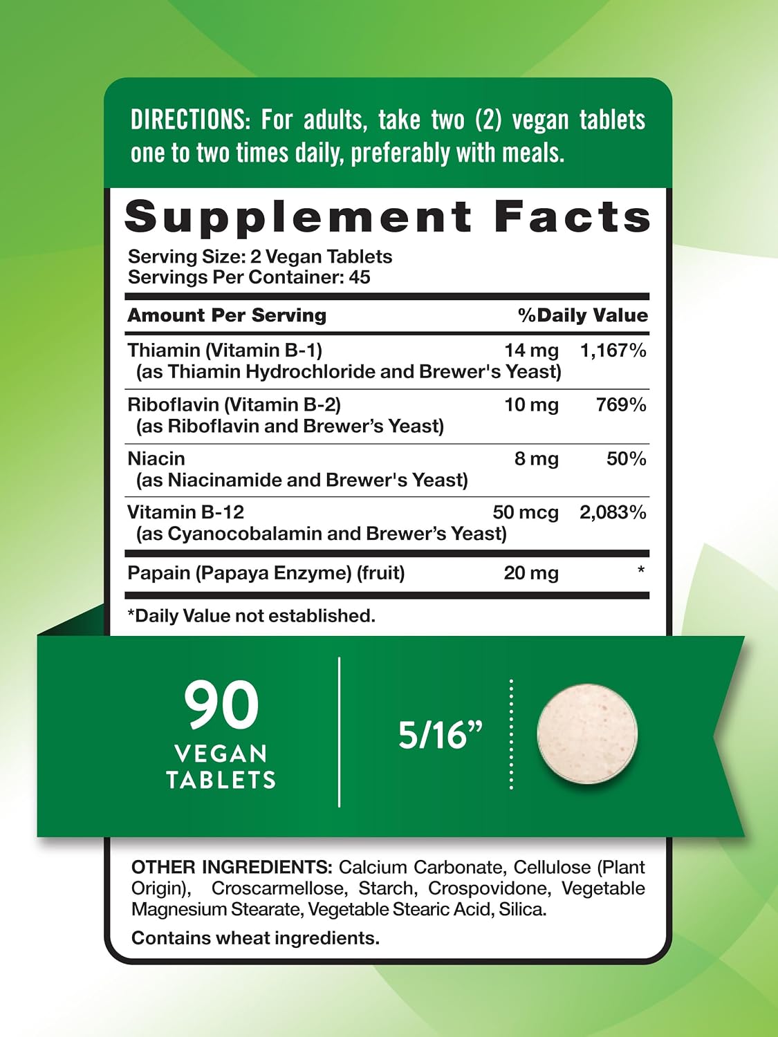 Nature's Truth Complejo B para Hombres y Mujeres con Vitaminas B1, B2 y B12, 90 Comprimidos, Alta Potencia, Vegano y No-GMO